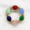 Colorful Glass Scarabs in Gold Filled Circle Brooch