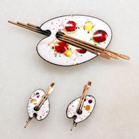 Matisse Renoir Artist's Palette Brooch & Earring Set
