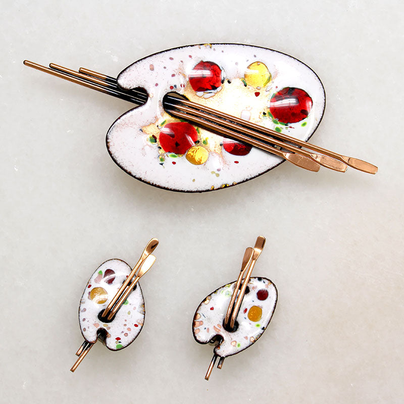 Matisse Renoir Artist's Palette Brooch & Earring Set