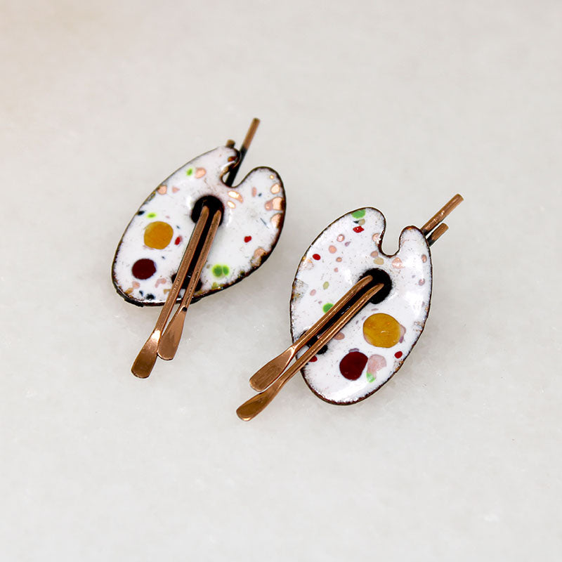 Matisse Renoir Artist's Palette Brooch & Earring Set
