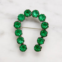 Edwardian Green Glass Horseshoe Brooch