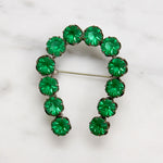 Edwardian Green Glass Horseshoe Brooch