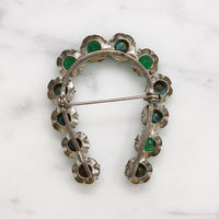 Edwardian Green Glass Horseshoe Brooch