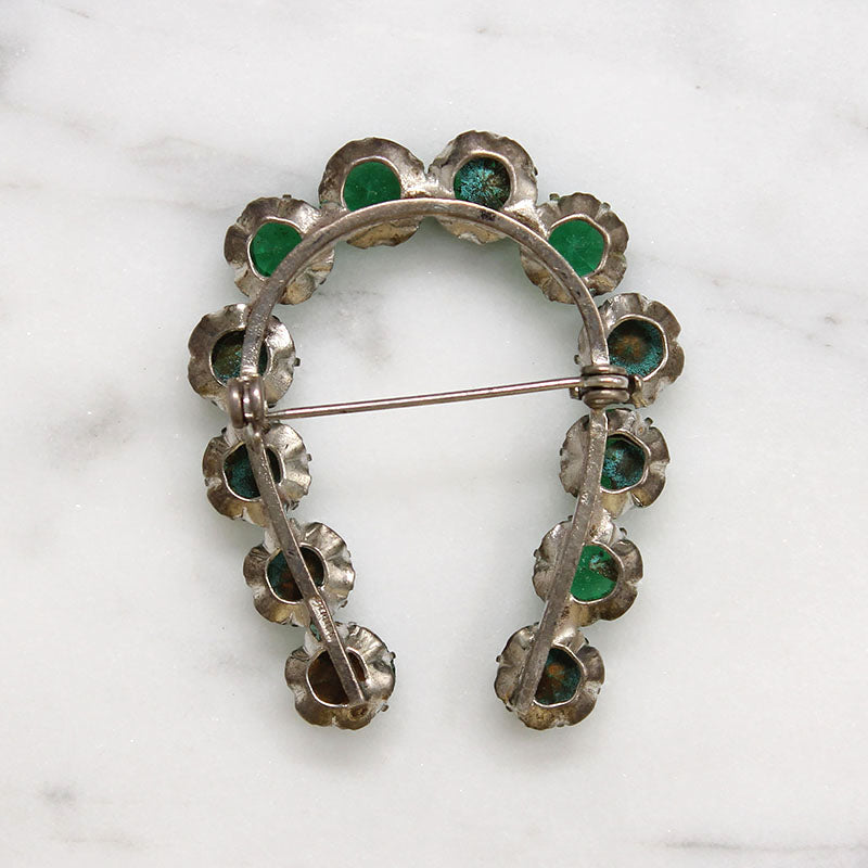 Edwardian Green Glass Horseshoe Brooch