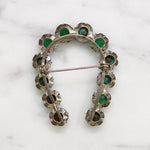 Edwardian Green Glass Horseshoe Brooch
