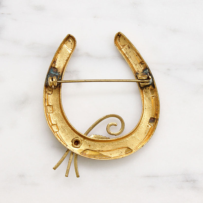 Jaunty Art Deco Horseshoe Brooch