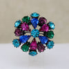 Mid Century Jewel-Tone Crystal Austrian Brooch