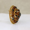 Decadent Gray & Amber-Colored Crystal Filigree Brooch