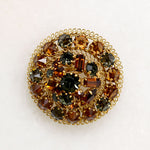 Decadent Gray & Amber-Colored Crystal Filigree Brooch