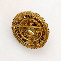Decadent Gray & Amber-Colored Crystal Filigree Brooch