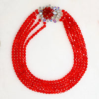 Blood Red Beads with AB Crystals Schiaparelli Set 