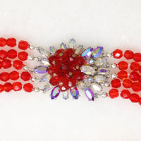 Blood Red Beads with AB Crystals Schiaparelli Set 