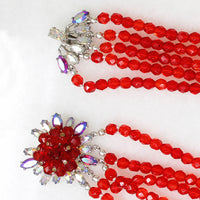 Blood Red Beads with AB Crystals Schiaparelli Set 