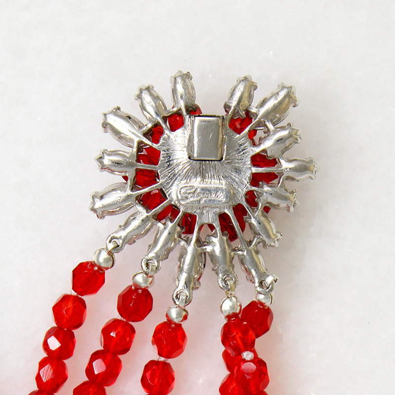 Blood Red Beads with AB Crystals Schiaparelli Set 