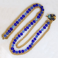 Blue Beads & Blossoms Necklace Signed Original by Robert