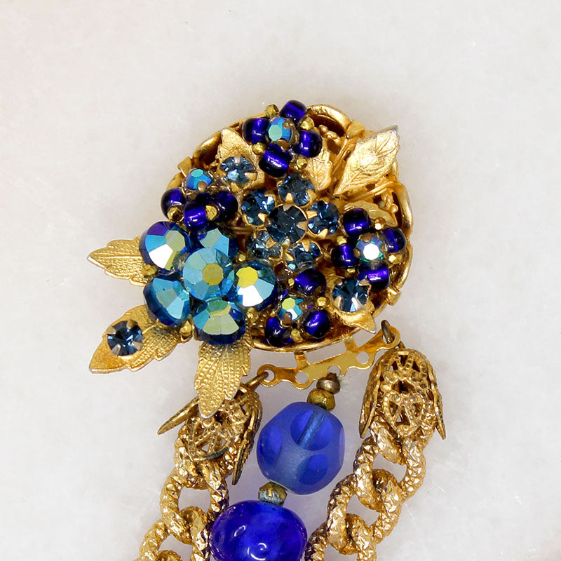 Blue Beads & Blossoms Necklace Signed Original by Robert