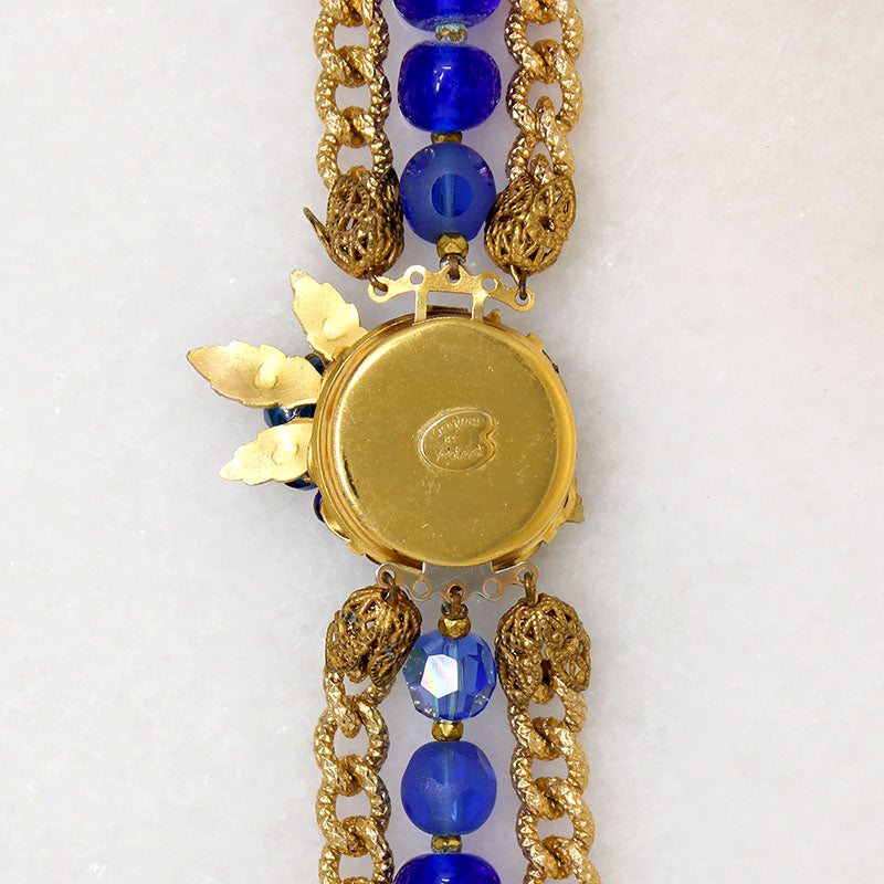 Blue Beads & Blossoms Necklace Signed Original by Robert