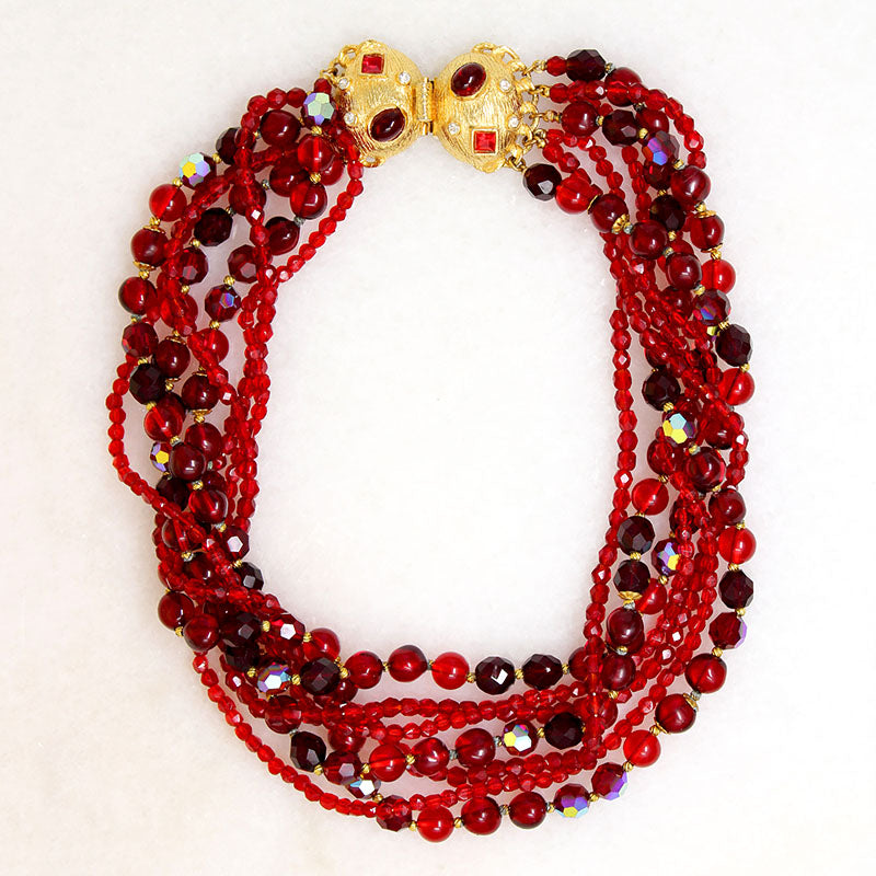 Delicious Five-Strand Red Bead Necklace by DeMario