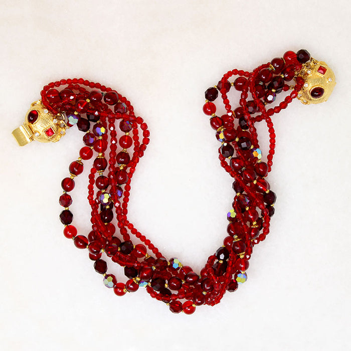 Delicious Five-Strand Red Bead Necklace by DeMario