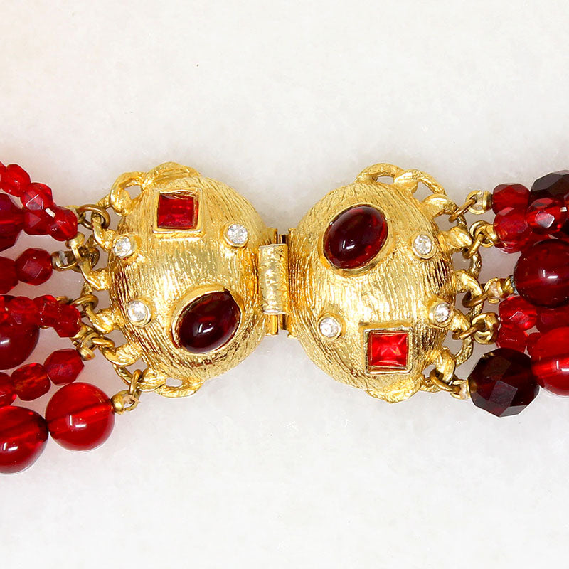 Delicious Five-Strand Red Bead Necklace by DeMario