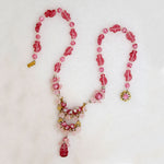 Sweetheart-Pink Bead Necklace Signed Miriam Haskell