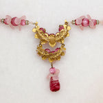 Sweetheart-Pink Bead Necklace Signed Miriam Haskell
