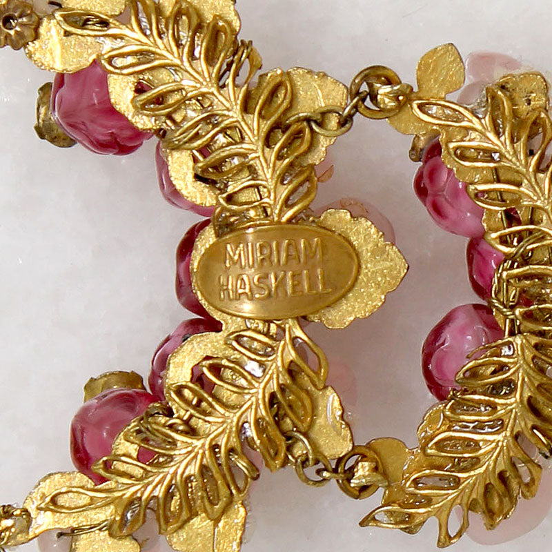 Sweetheart-Pink Bead Necklace Signed Miriam Haskell