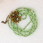 Pale Green Bead Bracelet with Floral Clasp by DeMario