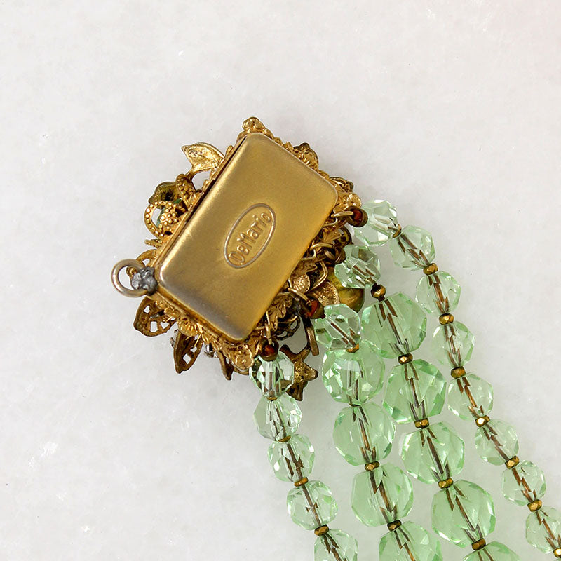 Pale Green Bead Bracelet with Floral Clasp by DeMario