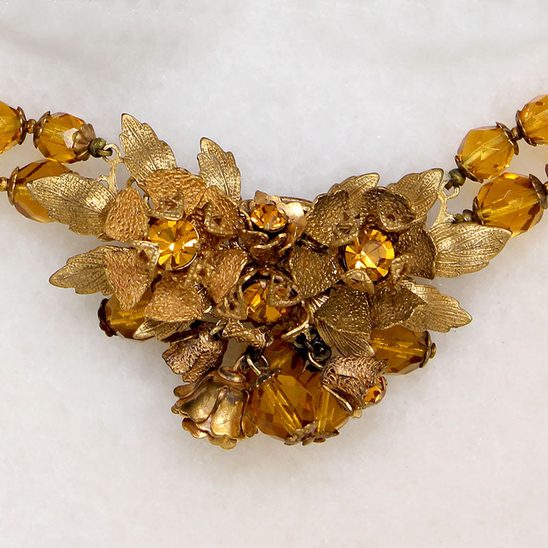 Golden Autumn Flora Necklace & Earrings by DeMario