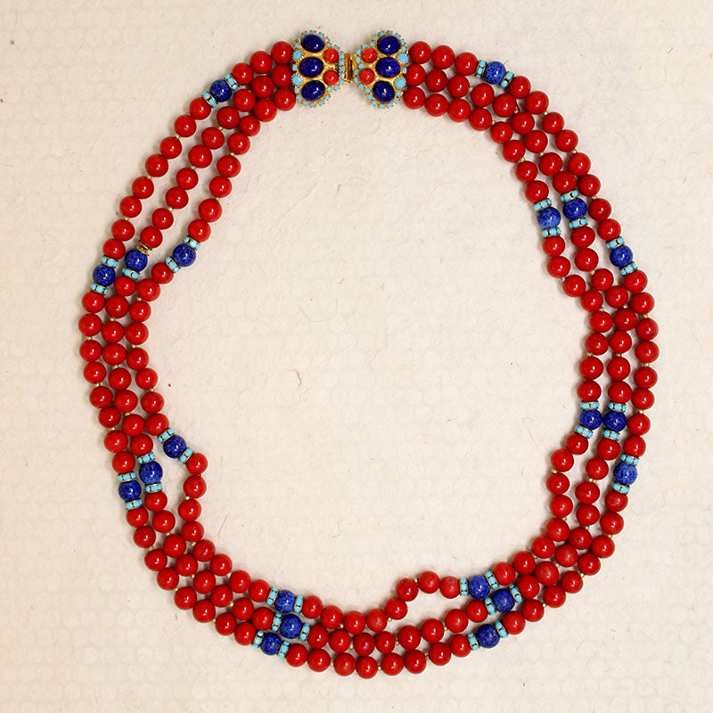 Cherry Red, Blue & Faux Turquoise Beads by deLillo