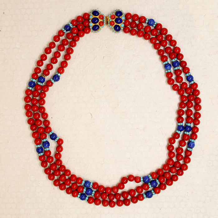 Cherry Red, Blue & Faux Turquoise Beads by deLillo