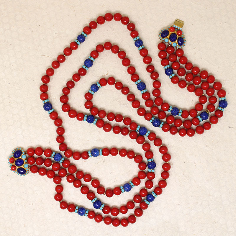 Cherry Red, Blue & Faux Turquoise Beads by deLillo