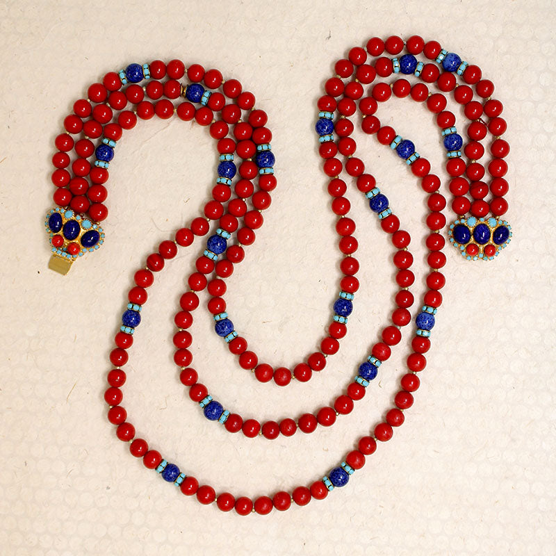 Cherry Red, Blue & Faux Turquoise Beads by deLillo