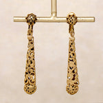 Lacy Brass Filigree Pendulum Earrings by Miriam Haskell