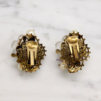 Pastel Posies Glass & Rhinestone Clip-On Earrings