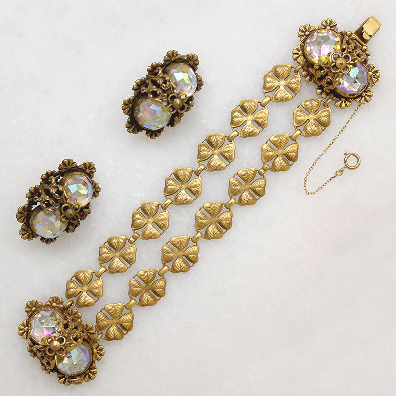 Aurora Borelis Crystal Bracelet & Earring Set by Joseff