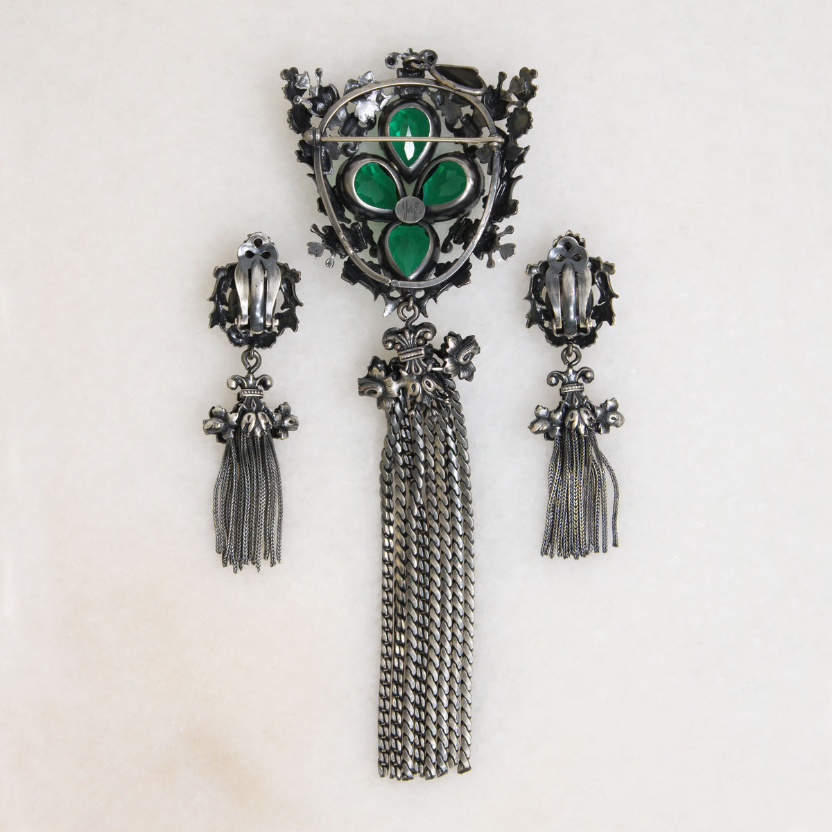 Tasseled Brooch & Earring Set by Joseff of Hollywood