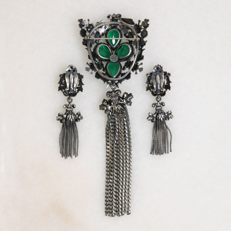 Tasseled Brooch & Earring Set by Joseff of Hollywood