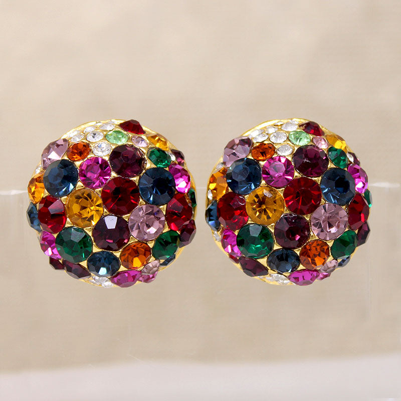 Harlequin Rhinestone Cluster Dome Earrings
