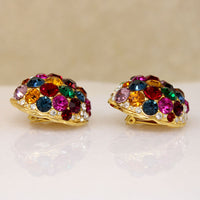 Harlequin Rhinestone Cluster Dome Earrings