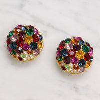 Harlequin Rhinestone Cluster Dome Earrings