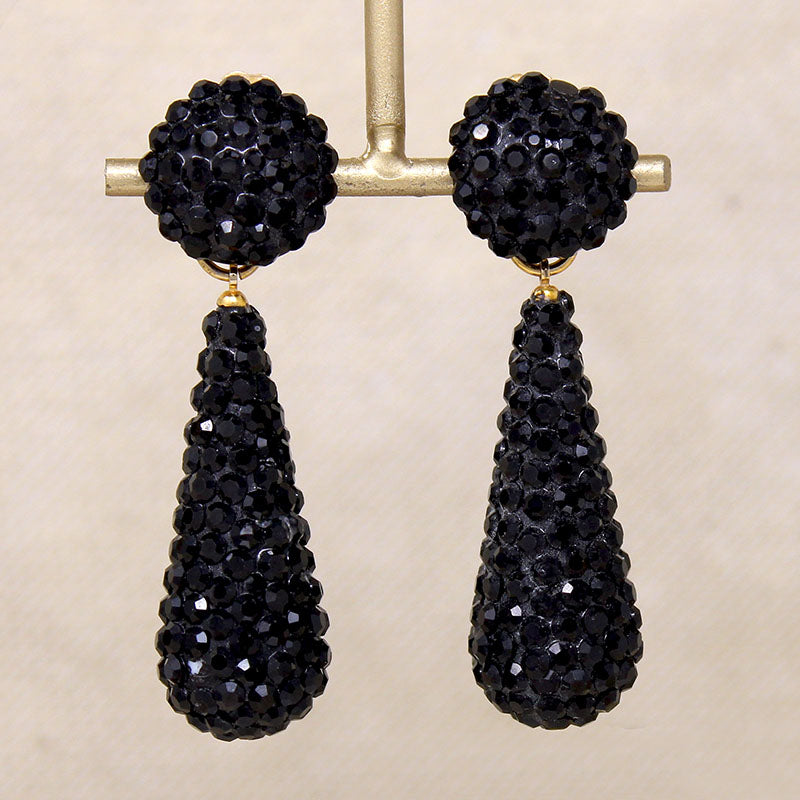 Black Rhinestone Pendulum Earrings by Richard Kerr
