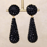 Black Rhinestone Pendulum Earrings by Richard Kerr