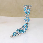 Ice-Blue Rhinestone Leaf & Flower Bracelet by Mazer
