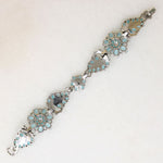 Ice-Blue Rhinestone Leaf & Flower Bracelet by Mazer