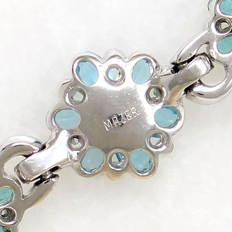 Ice-Blue Rhinestone Leaf & Flower Bracelet by Mazer
