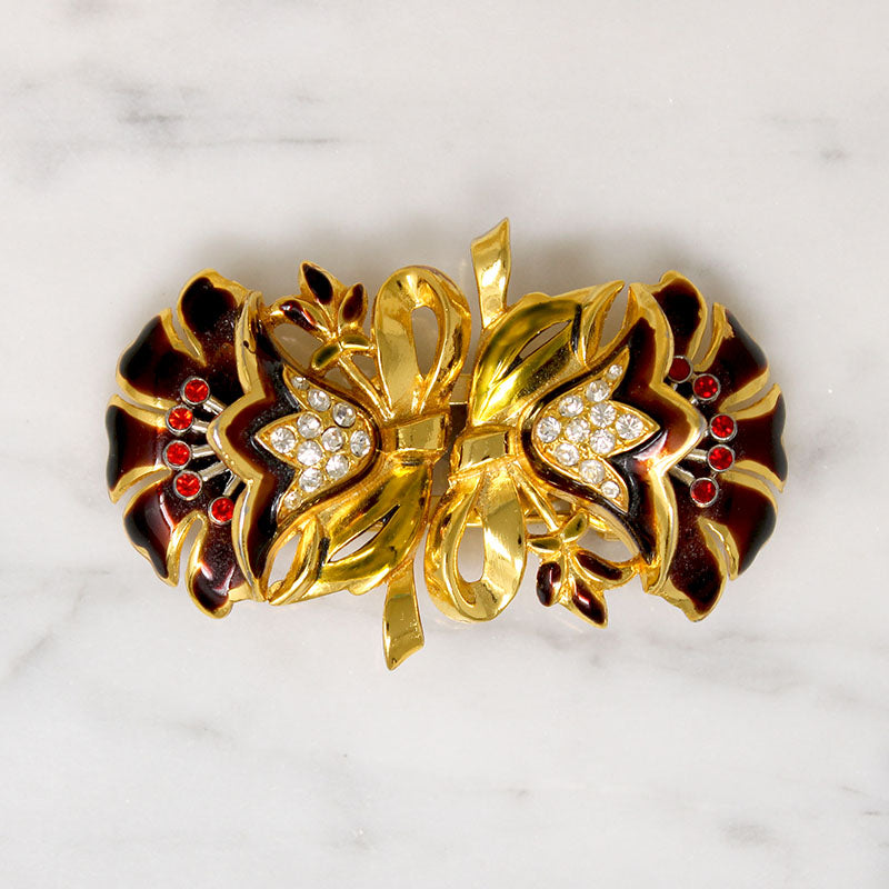 Coro Duette Double Lotus Brooch