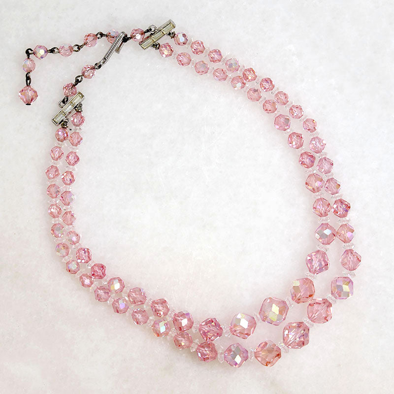 Pretty in Pink AB Glass Bead Necklace