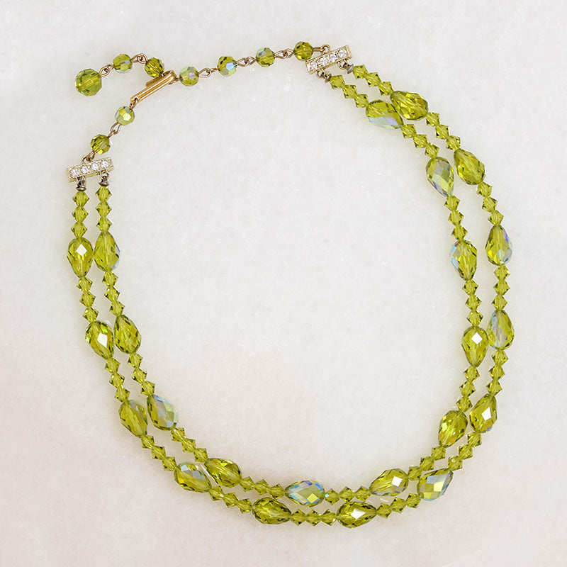 Double Strand of Fresh Green Glass Beads